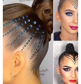 DIY Latin Dance Bling headdress for adult kids Professional Diamond Dance Competition Self-Adhesive Gemstones strip Shining stones Show Hairstyle Headwear 